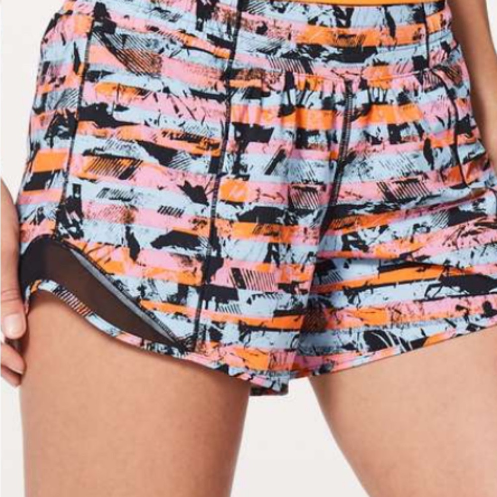 lululemon athletica Pink and Orange Patterned Athletic Shorts